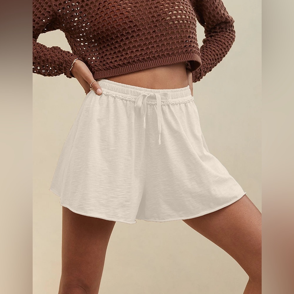 Aerie Summer House High Waisted Shorts White